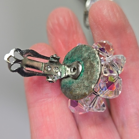 Crystal Cluster aurora borealis Clip On  Earrings - Picture 10 of 16